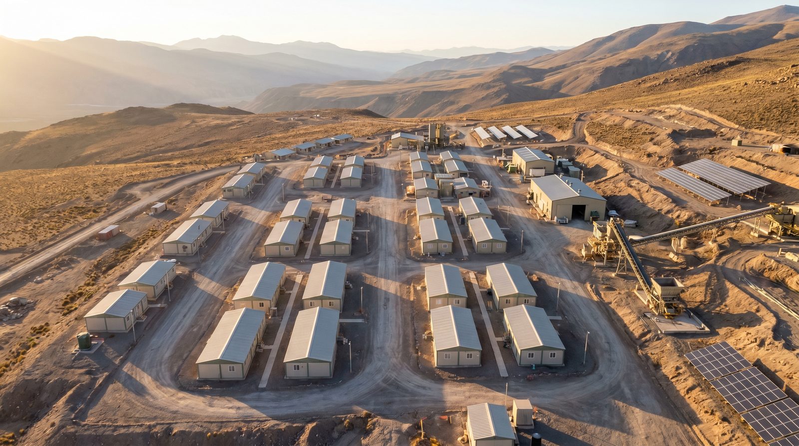 Vivienda permanente en sitio minero — vista aérea